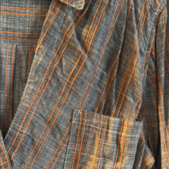 Denim lightweight Blouse with orange 🍊 stripes - Picture 4 of 5
